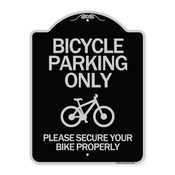 Signmission Bicycle Parking Please Secure Your Bike Properly Heavy-Gauge Aluminum Sign, 24" x 18", BS-1824-24319 A-DES-BS-1824-24319 - main